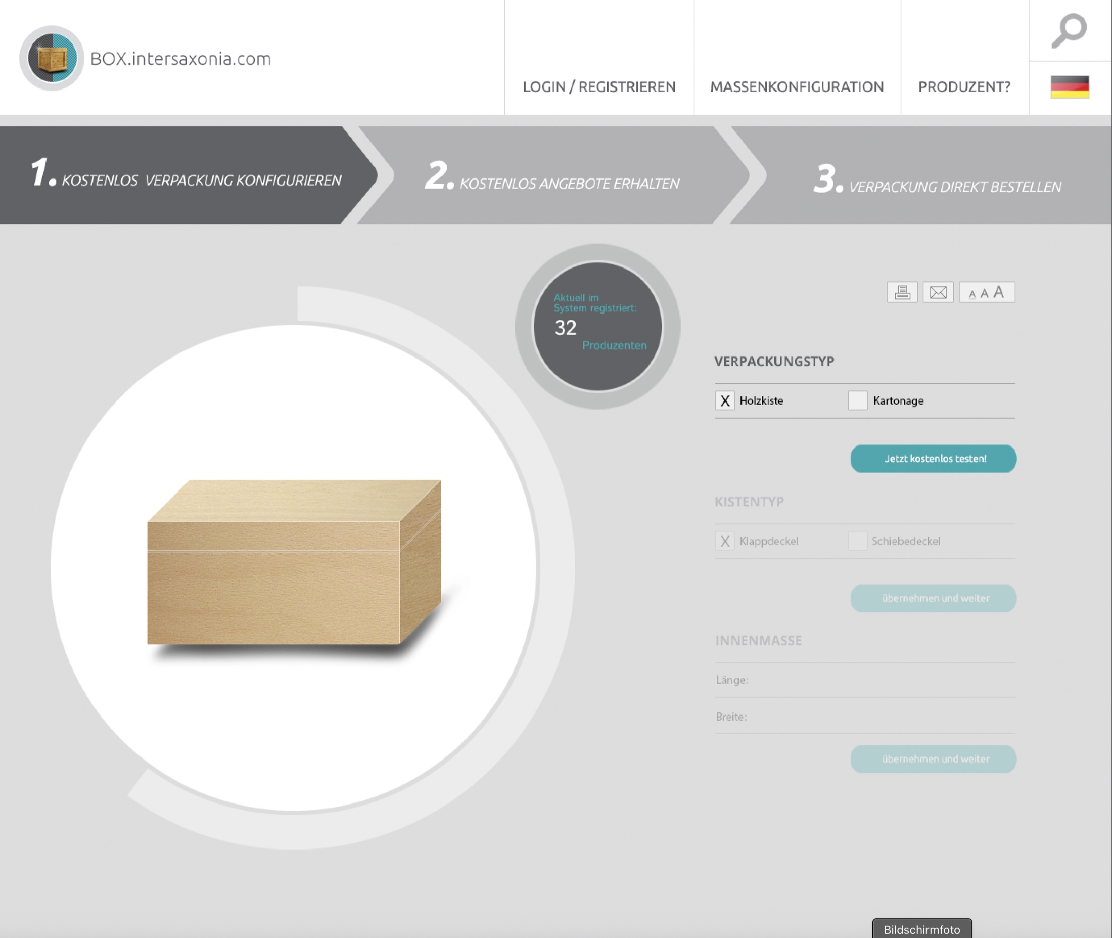 Ziel: Verpackungen online konfigurieren!